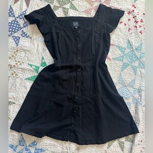 GAP Black Mini Dress with Button Detail